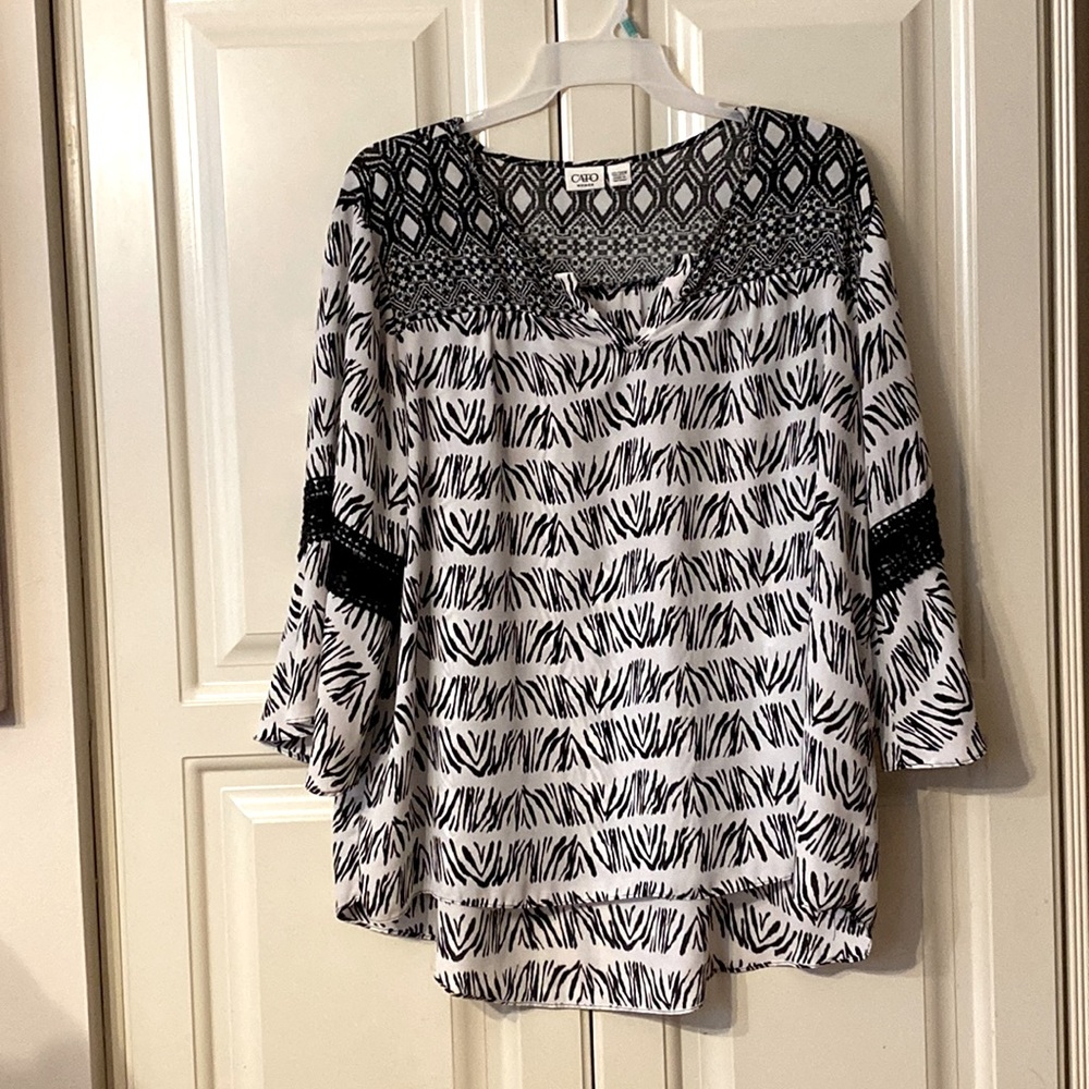 Cato ladies 2024 blouse black-and-white